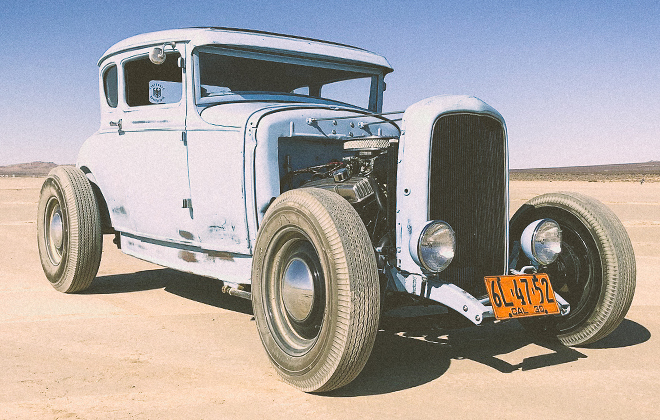 Blue Hot Rod Custom Car 1930 Ford Model A