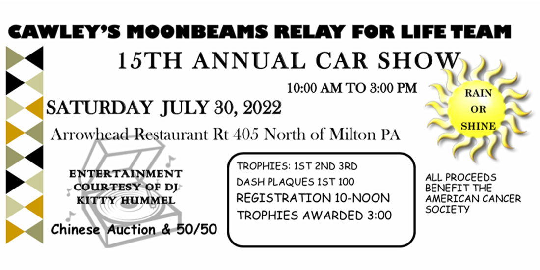 Cawley's Moonbeams 15th Car Show Info 2022