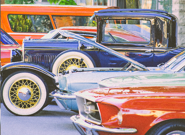 collector cars at car show