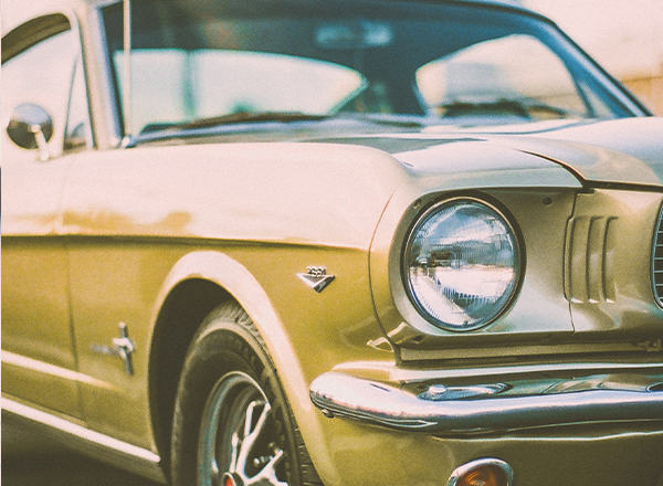 classic car mustang front view